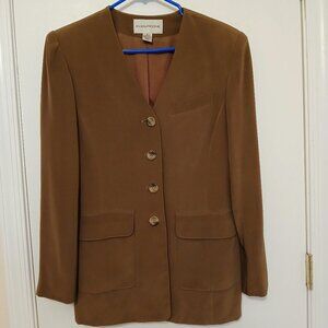 EVAN-PICONE  brown 109% silk blazer  sz 8